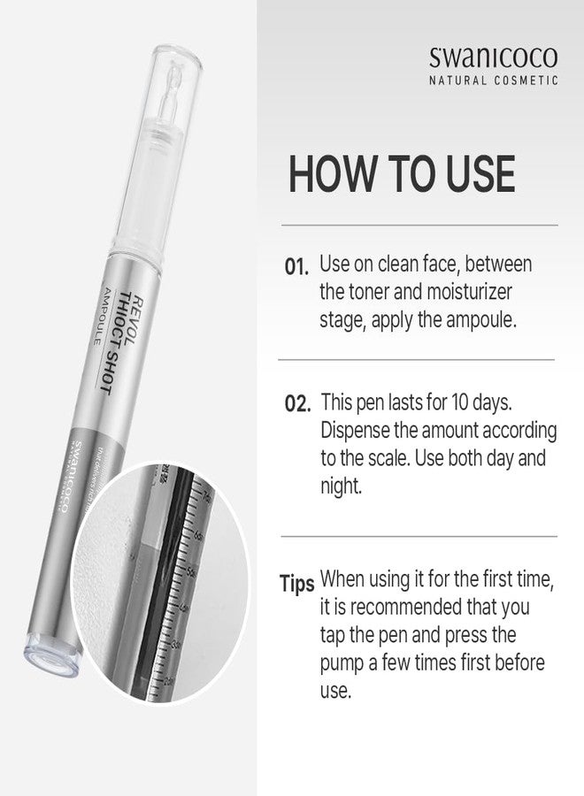 SWANICOCO Revol Thioc Shot Ampoule, 10 Days Anti Aging Care, Cinderella Face Lift, Thioctic Acid, Elasticity, Intense Glow, Hydrate Dry and Rough Skin, Skin Booster, 10ml 0.34 fl Oz - Image 5
